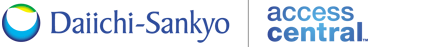 Logotipo de Daiichi-Sankyo con una línea divisoria y el texto 'Access Central' a la derecha